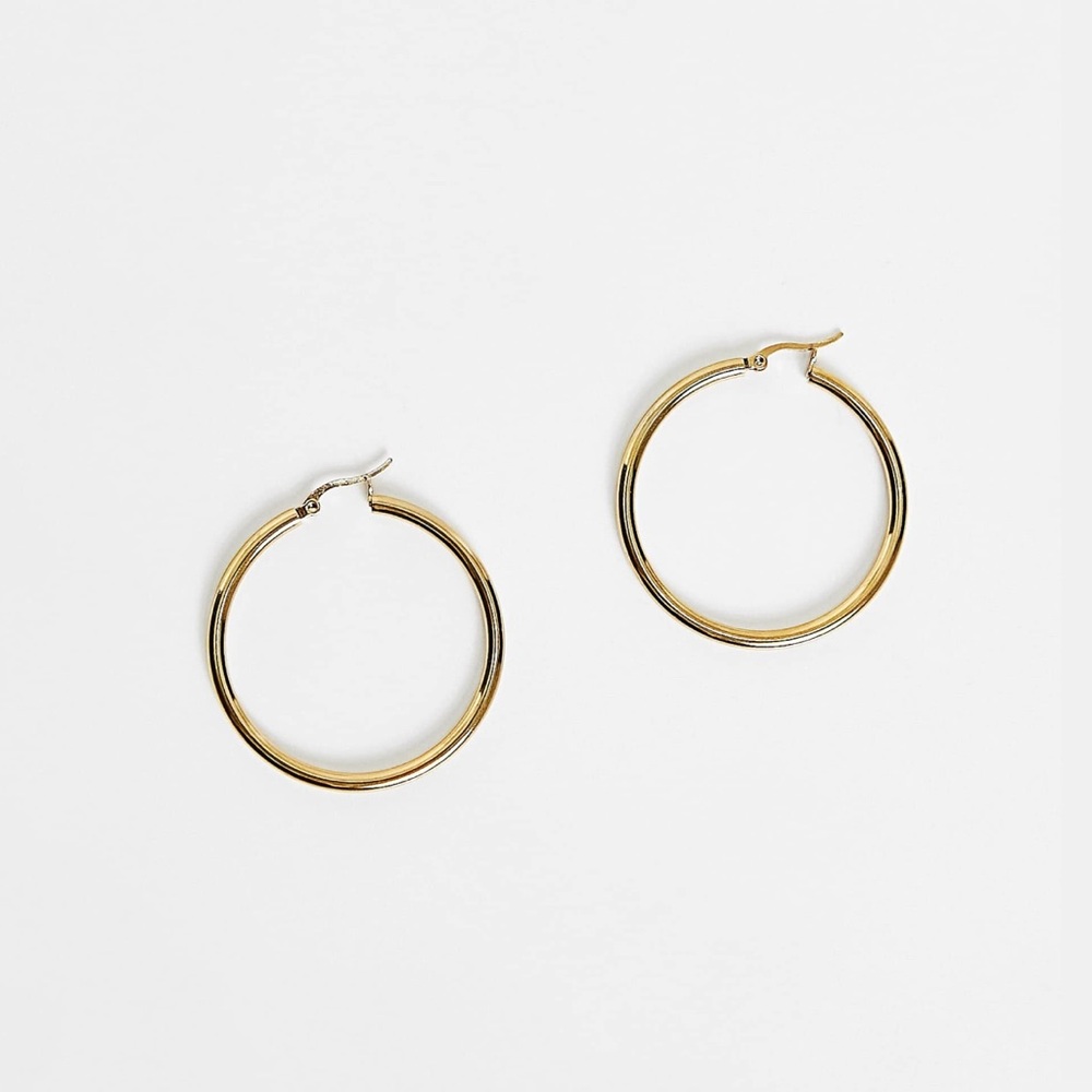 Bohomoon Exude gold plated stainless steel 40mm hoop earrings